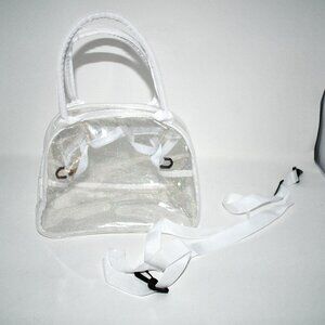 Tote Print Clear White Glitter Jelly Toiletry Bag – Waterproof Travel Cosmetic B